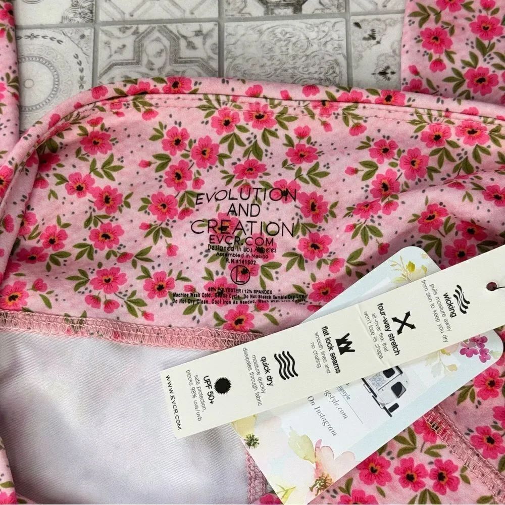 Evolution and Creation Pink Floral Leggings - Picture 4 of 6